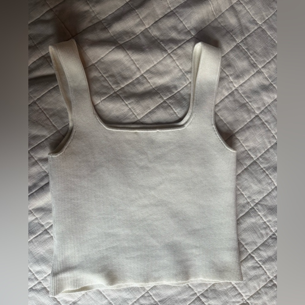 Reformation ribbed square neck sweater tank top